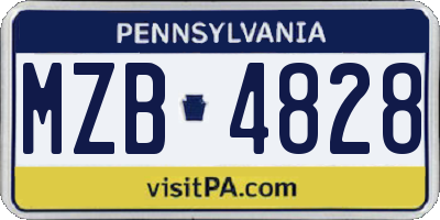 PA license plate MZB4828