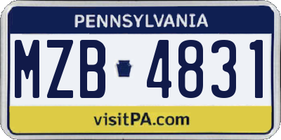 PA license plate MZB4831