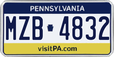 PA license plate MZB4832