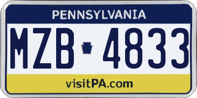 PA license plate MZB4833
