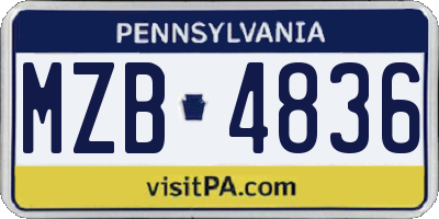 PA license plate MZB4836