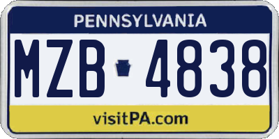 PA license plate MZB4838