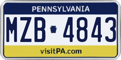 PA license plate MZB4843