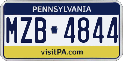 PA license plate MZB4844