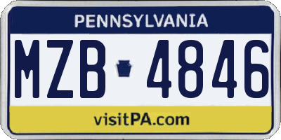 PA license plate MZB4846