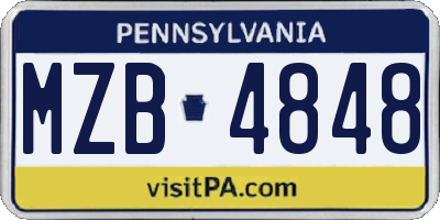 PA license plate MZB4848