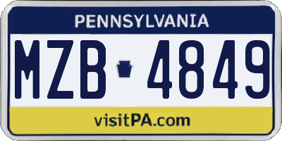 PA license plate MZB4849