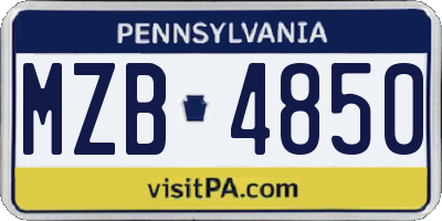PA license plate MZB4850
