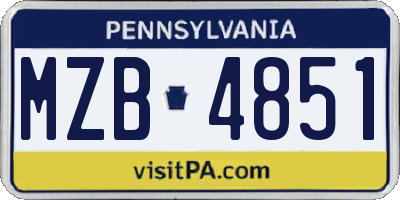 PA license plate MZB4851