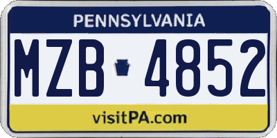 PA license plate MZB4852