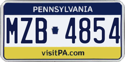 PA license plate MZB4854