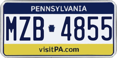PA license plate MZB4855