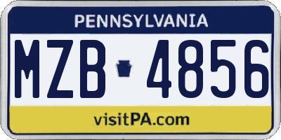 PA license plate MZB4856