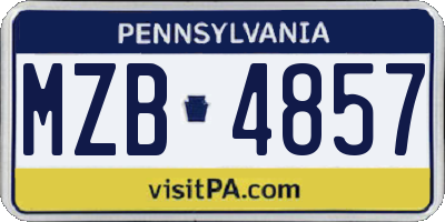 PA license plate MZB4857