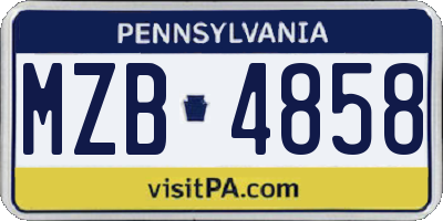 PA license plate MZB4858