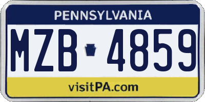 PA license plate MZB4859