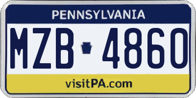 PA license plate MZB4860