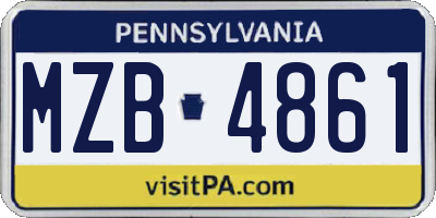 PA license plate MZB4861
