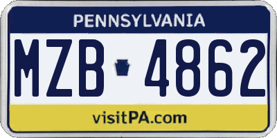 PA license plate MZB4862