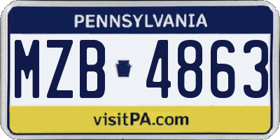 PA license plate MZB4863