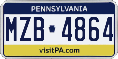 PA license plate MZB4864