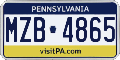 PA license plate MZB4865