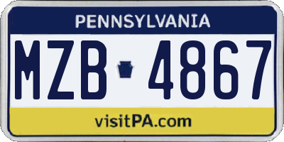 PA license plate MZB4867