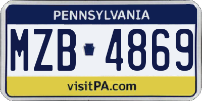 PA license plate MZB4869
