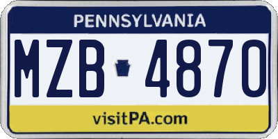 PA license plate MZB4870