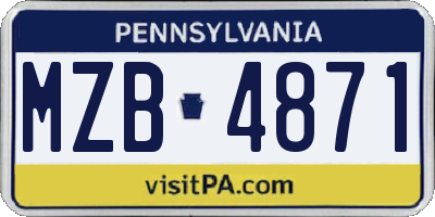 PA license plate MZB4871