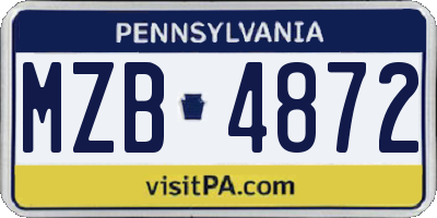 PA license plate MZB4872