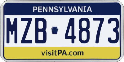 PA license plate MZB4873