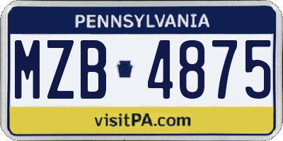 PA license plate MZB4875