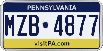 PA license plate MZB4877