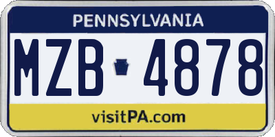 PA license plate MZB4878