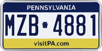 PA license plate MZB4881