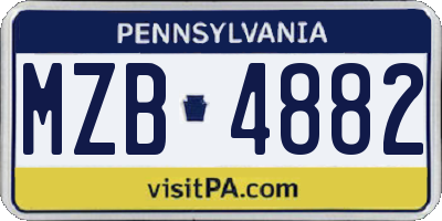 PA license plate MZB4882