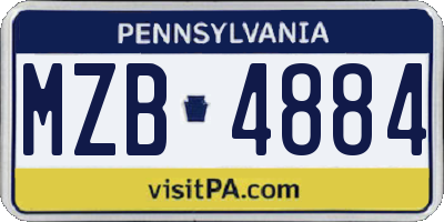 PA license plate MZB4884