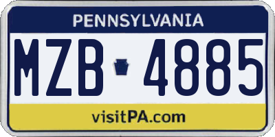 PA license plate MZB4885