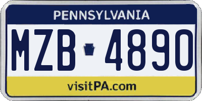 PA license plate MZB4890