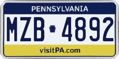 PA license plate MZB4892