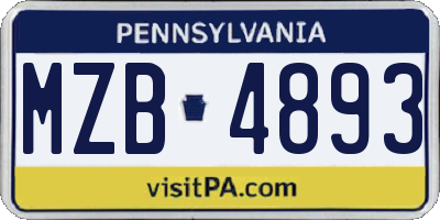 PA license plate MZB4893