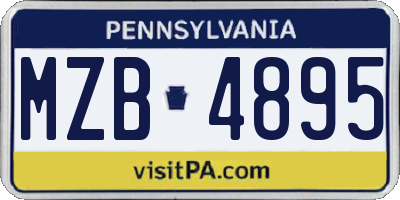 PA license plate MZB4895