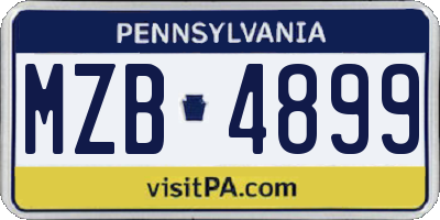 PA license plate MZB4899