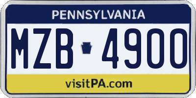 PA license plate MZB4900