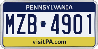 PA license plate MZB4901