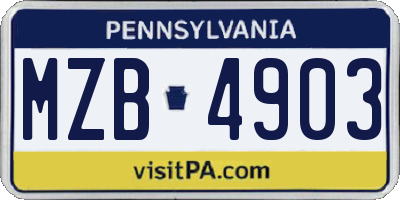 PA license plate MZB4903