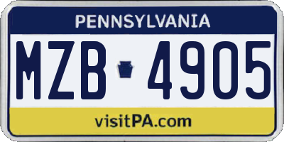 PA license plate MZB4905