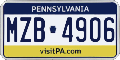 PA license plate MZB4906