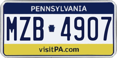 PA license plate MZB4907